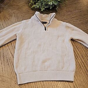 Boys quarter zip sweater sherpa collar 5/6 cream white New Condition